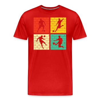 Football Footballer Retro - Men's Premium Organic T-Shirt - red - Front - Damien (186cm)