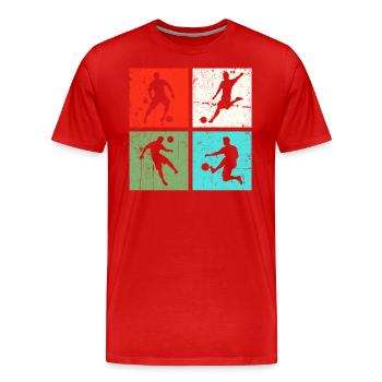 Football Footballer Retro - Men's Premium Organic T-Shirt - red - Front - Damien (186cm)