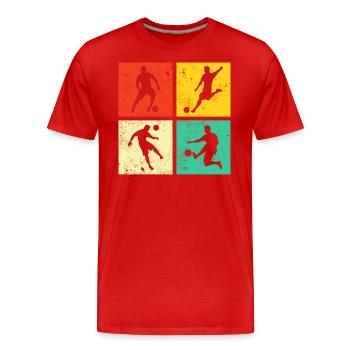 Football Footballer Retro - Men's Premium Organic T-Shirt - red - Front - Damien (186cm)
