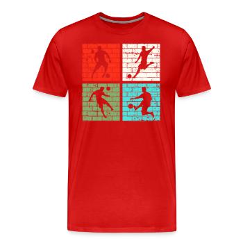 Football Footballer Retro - Men's Premium Organic T-Shirt - red - Front - Damien (186cm)