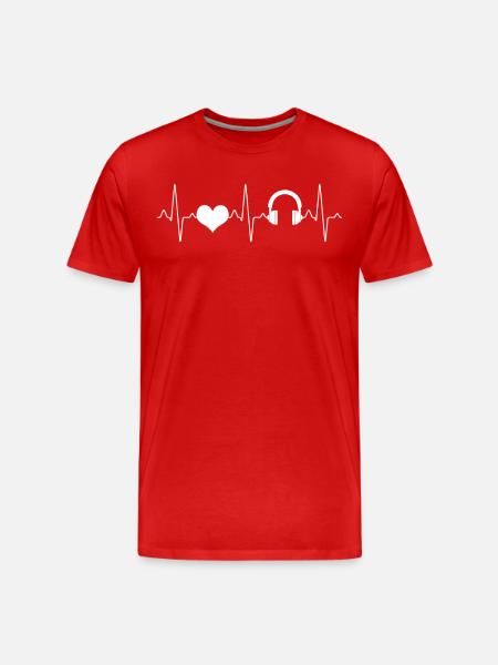 Music Headphone Heartbeat - Men's Premium Organic T-Shirt - red