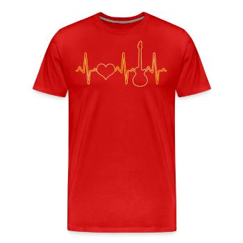E Gitarre Herzschlag - Männer Premium Bio T-Shirt - Rot - Vorne - Damien (186cm)