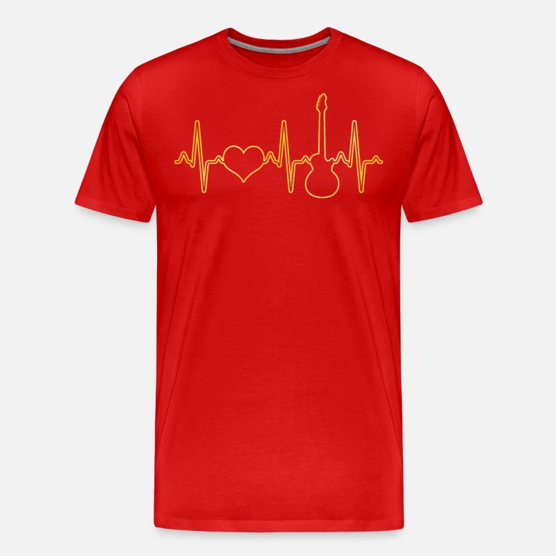 E Gitarre Herzschlag - Männer Premium Bio T-Shirt - Rot
