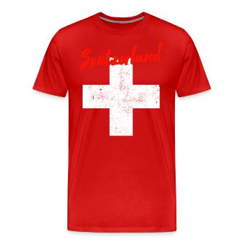 Suisse Suisse - T-shirt bio Premium Homme - rouge - Devant - Damien (186cm)