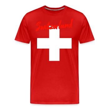 Suisse Suisse - T-shirt bio Premium Homme - rouge - Devant - Damien (186cm)