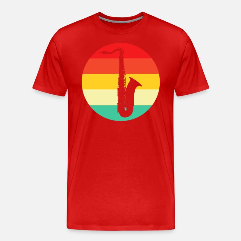 Saxophon Retro - Männer Premium Bio T-Shirt - Rot