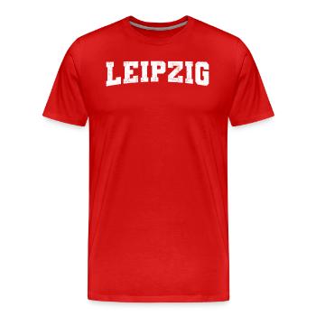 Leipzig - Männer Premium Bio T-Shirt - Rot - Vorne - Damien (186cm)