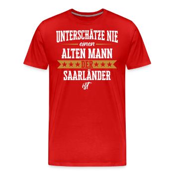 Saarland Saarländerin Saarländer Spruch - Männer Premium Bio T-Shirt - Rot - Vorne - Damien (186cm)