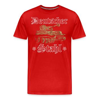 Panzer Tiger Kampfpanzer Weltkrieg Spruch - Männer Premium Bio T-Shirt - Rot - Vorne - Damien (186cm)