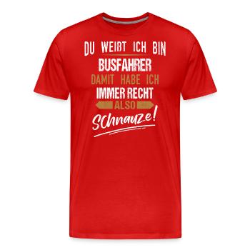 Busfahrer Busfahrerin Bus Reisebus Beruf Spruch - Männer Premium Bio T-Shirt - Rot - Vorne - Damien (186cm)