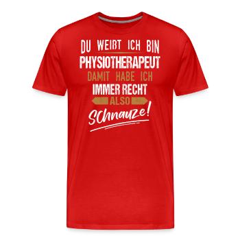 Physiotherapeut Physio Praxis Physiotherapie - Männer Premium Bio T-Shirt - Rot - Vorne - Damien (186cm)