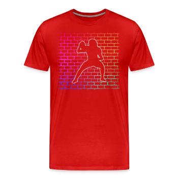 Football Footballer - Men's Premium Organic T-Shirt - red - Front - Damien (186cm)