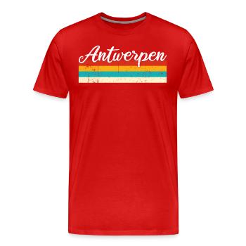 Antwerpen Retro Vintage - Männer Premium Bio T-Shirt - Rot - Vorne - Damien (186cm)