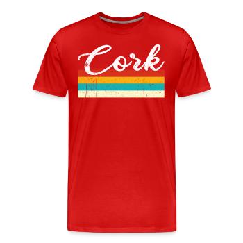Cork Retro Vintage - Men's Premium Organic T-Shirt - red - Front - Damien (186cm)