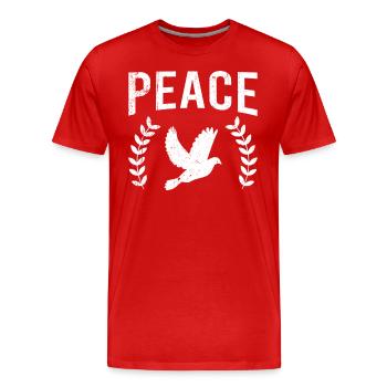 Friedenstaube Frieden Peace - Männer Premium Bio T-Shirt - Rot - Vorne - Damien (186cm)