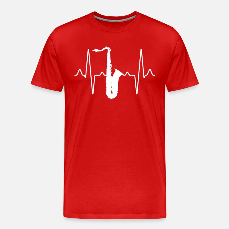Saxophon Herzschlag - Männer Premium Bio T-Shirt - Rot