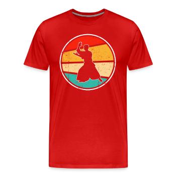 Aikido Retro Logo - Männer Premium Bio T-Shirt - Rot - Vorne - Damien (186cm)