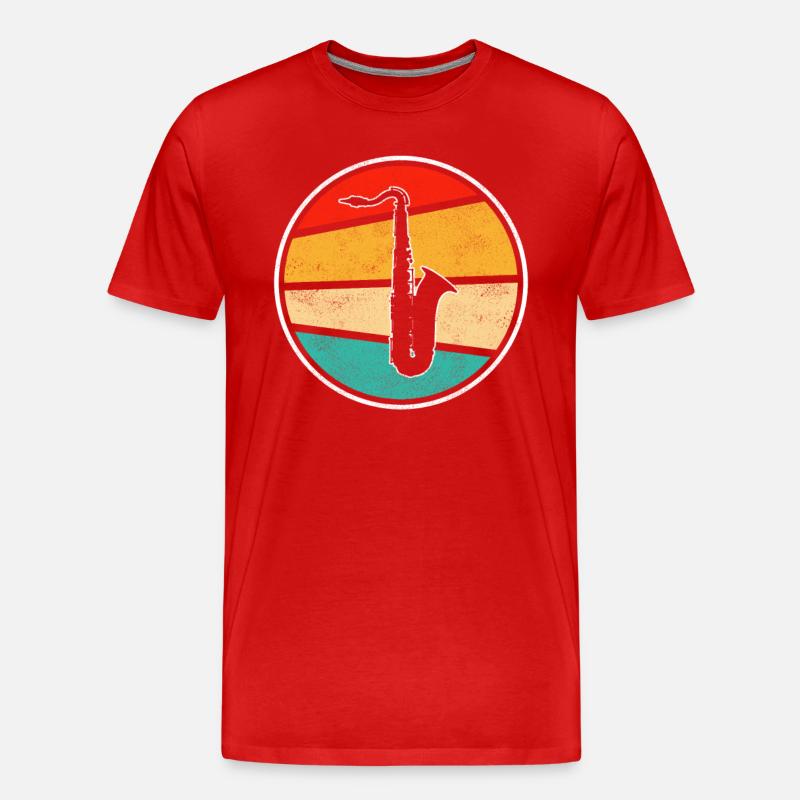 Saxophon Retro - Männer Premium Bio T-Shirt - Rot