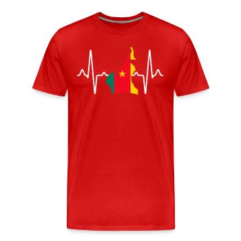 Kamerun Herzschlag - Männer Premium Bio T-Shirt - Rot - Vorne - Damien (186cm)