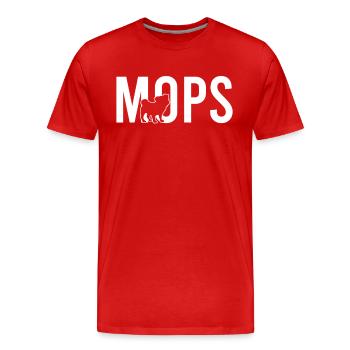 Mops - Männer Premium Bio T-Shirt - Rot - Vorne - Damien (186cm)