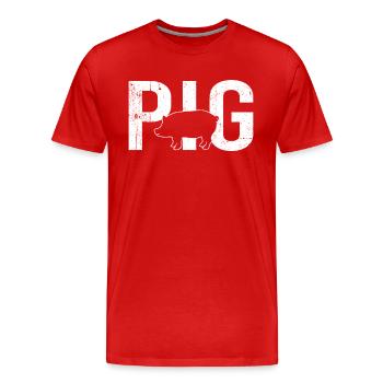 Schwein pig - Männer Premium Bio T-Shirt - Rot - Vorne - Damien (186cm)
