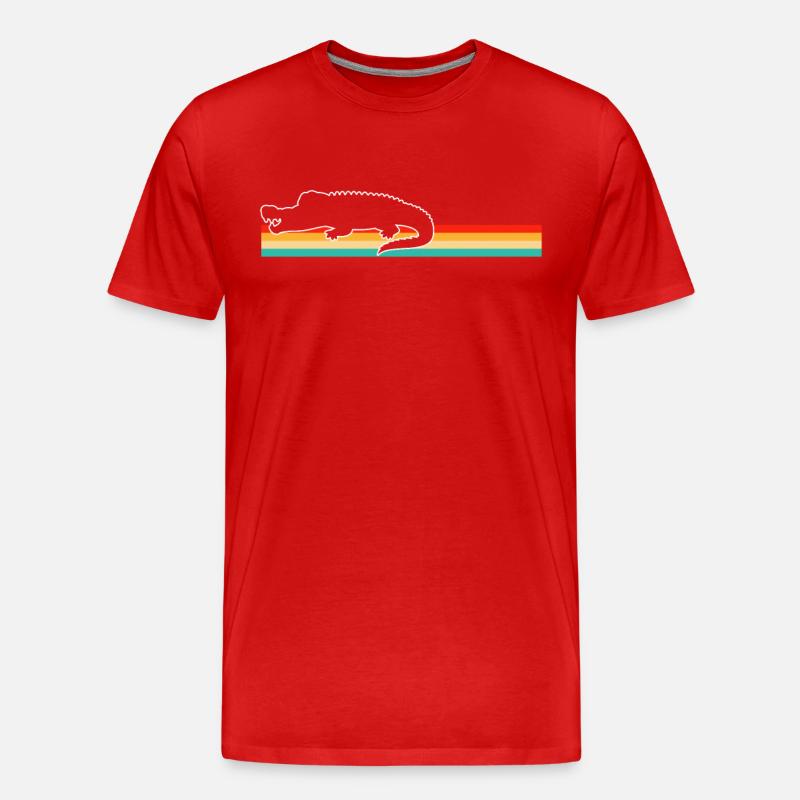 Krokodil Retro - Männer Premium Bio T-Shirt - Rot