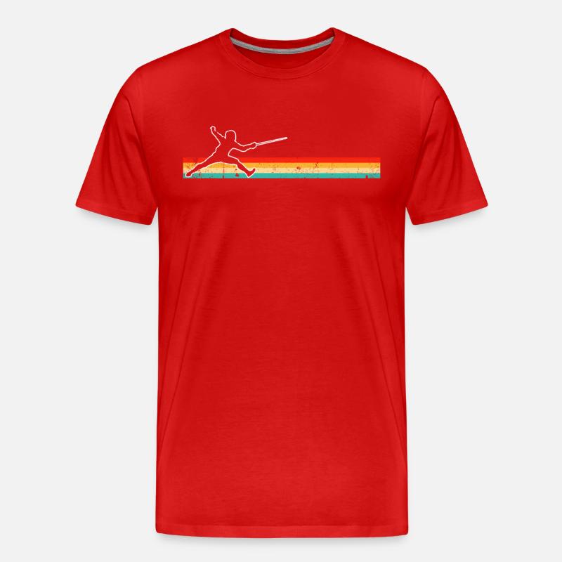 Fechten Retro - Männer Premium Bio T-Shirt - Rot