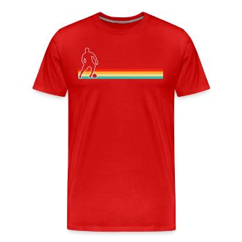 Football Footballer Retro - Men's Premium Organic T-Shirt - red - Front - Damien (186cm)