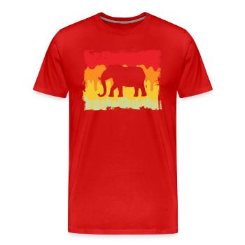 Elefant Retro - Männer Premium Bio T-Shirt - Rot - Vorne - Damien (186cm)