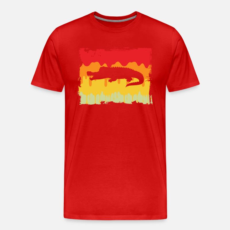Krokodil Retro - Männer Premium Bio T-Shirt - Rot
