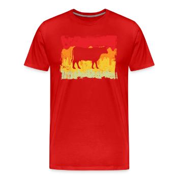 Kuh Rind Retro - Männer Premium Bio T-Shirt - Rot - Vorne - Damien (186cm)