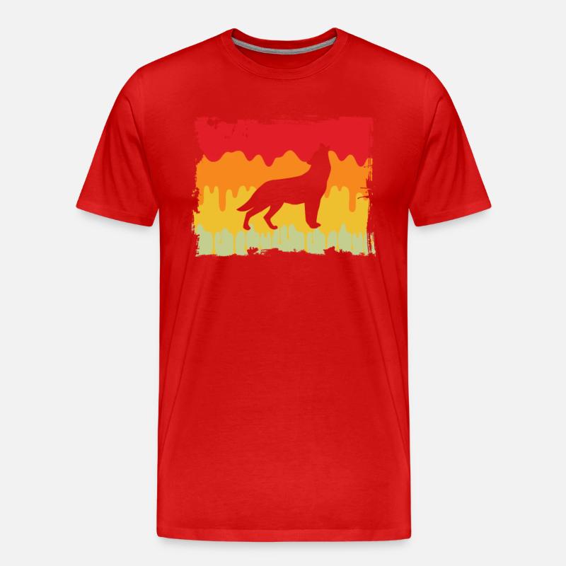 Wolf Retro - Männer Premium Bio T-Shirt - Rot