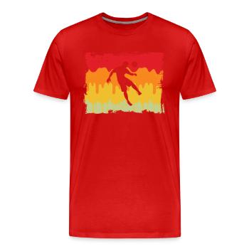 Football Footballer Retro - Men's Premium Organic T-Shirt - red - Front - Damien (186cm)