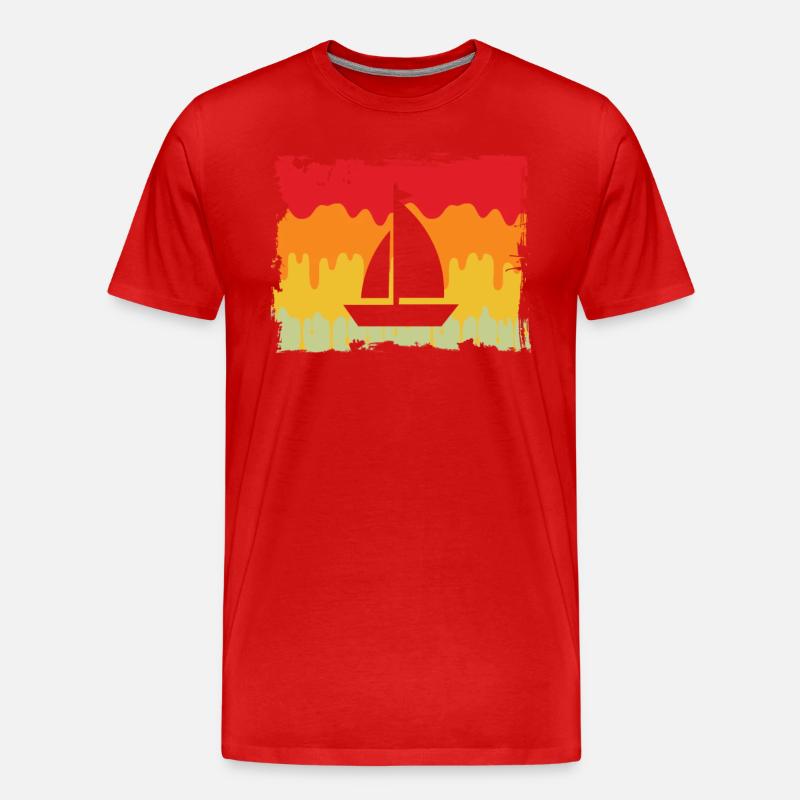 Segeln Retro - Männer Premium Bio T-Shirt - Rot