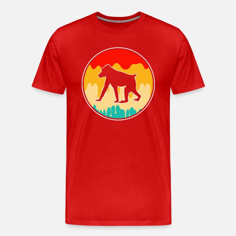 Affe Retro - Männer Premium Bio T-Shirt - Rot