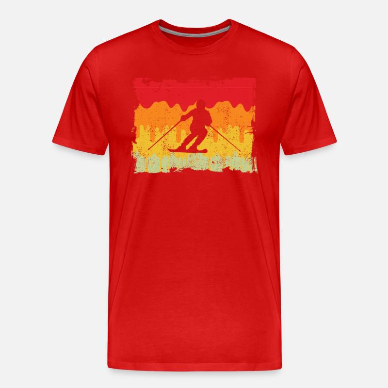 Ski Retro - Männer Premium Bio T-Shirt - Rot