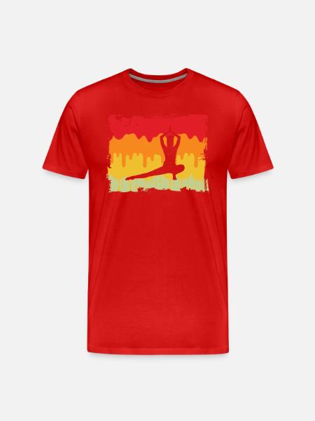 Yoga Retro - Männer Premium Bio T-Shirt - Rot