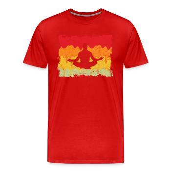 Yoga Meditation Retro - Men's Premium Organic T-Shirt - red - Front - Damien (186cm)