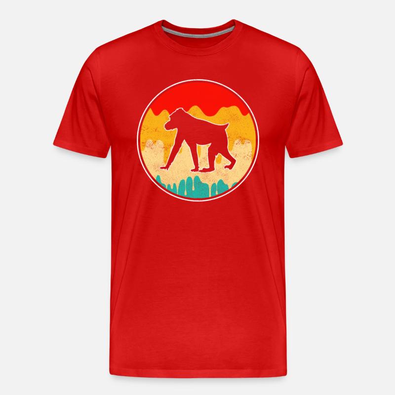 Affe Retro - Männer Premium Bio T-Shirt - Rot