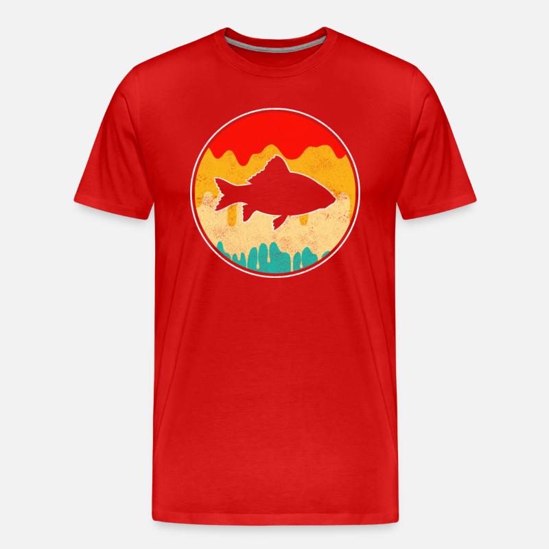 Fisch Retro - Männer Premium Bio T-Shirt - Rot