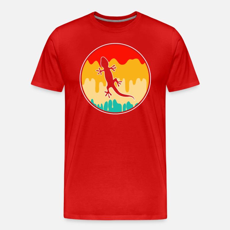 Eidechse Retro - Männer Premium Bio T-Shirt - Rot