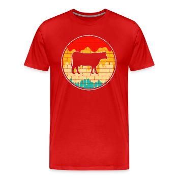Bœuf de vache Retro - T-shirt bio Premium Homme - rouge - Devant - Damien (186cm)