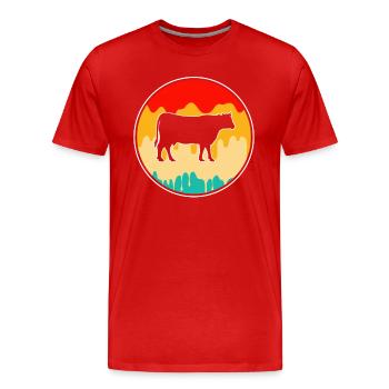 Bœuf de vache Retro - T-shirt bio Premium Homme - rouge - Devant - Damien (186cm)