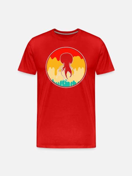 Jellyfish Retro - Men's Premium Organic T-Shirt - red