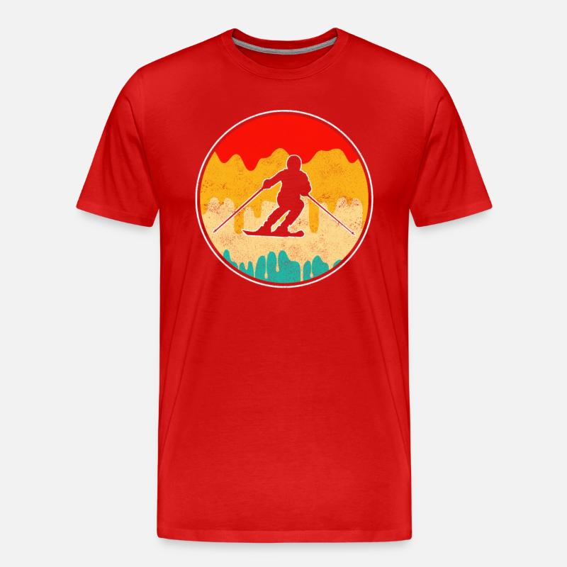 Ski Retro - Männer Premium Bio T-Shirt - Rot