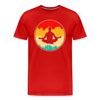 Yoga Meditation Retro - Men's Premium Organic T-Shirt - red - Front - Damien (186cm)