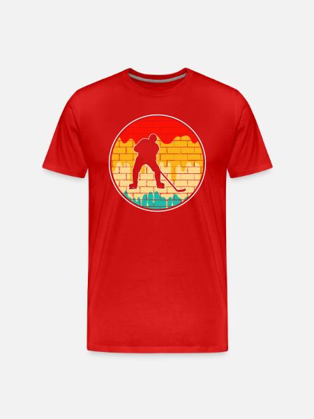 Eishockey Retro - Männer Premium Bio T-Shirt - Rot