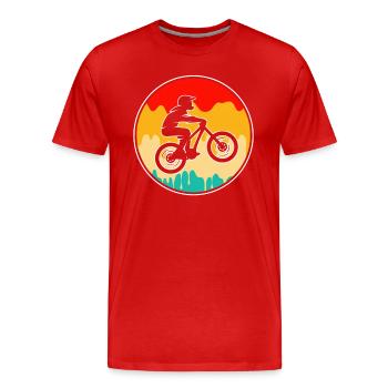 VÉLO DE MONTAGNE Rétro - T-shirt bio Premium Homme - rouge - Devant - Damien (186cm)