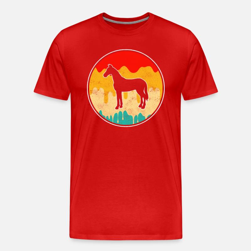 Pferd Retro - Männer Premium Bio T-Shirt - Rot