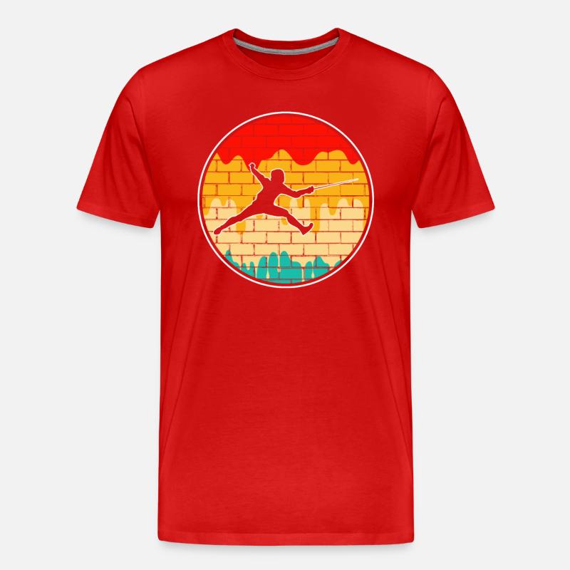 Fechten Retro - Männer Premium Bio T-Shirt - Rot
